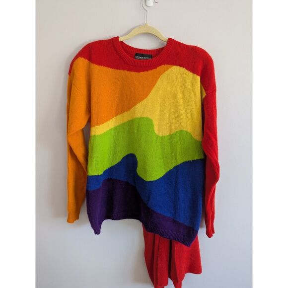 Vintage 90's Spree International Lambswool and Angora Rainbow Sweater size M - Picture 3 of 5